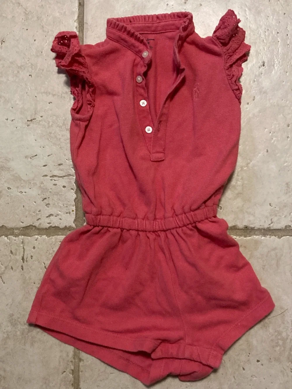 Ralph Lauren Girls Romper Eyelet Ruffle Sleeves & Snaps 100% cotton 12 mo 80 cm
